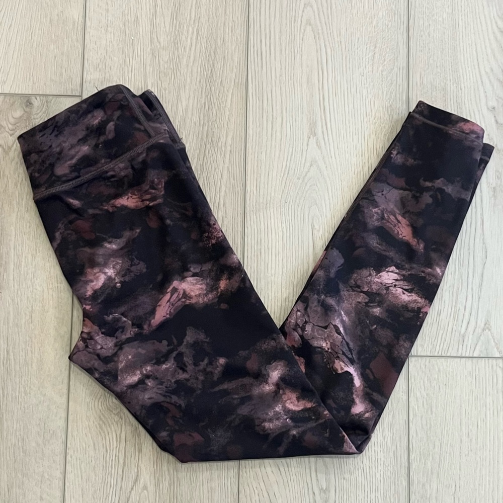 Athleta Girl High Rise Printed Chit Chat Tight Legging Pink Black SZ 14